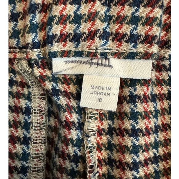 J. Jill Plus 18 Blue Red Houndstooth Pull On Cuffed Slim Straight Ankle Pants - Picture 3 of 8